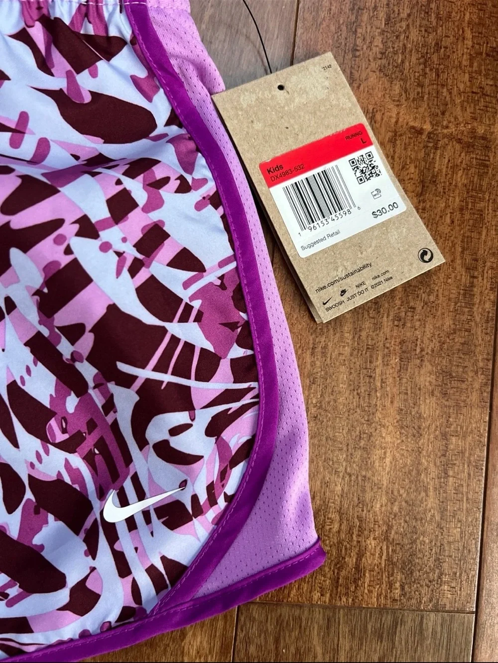 Nike Women’s Pink & Purple Abstract Print Athletic Shorts